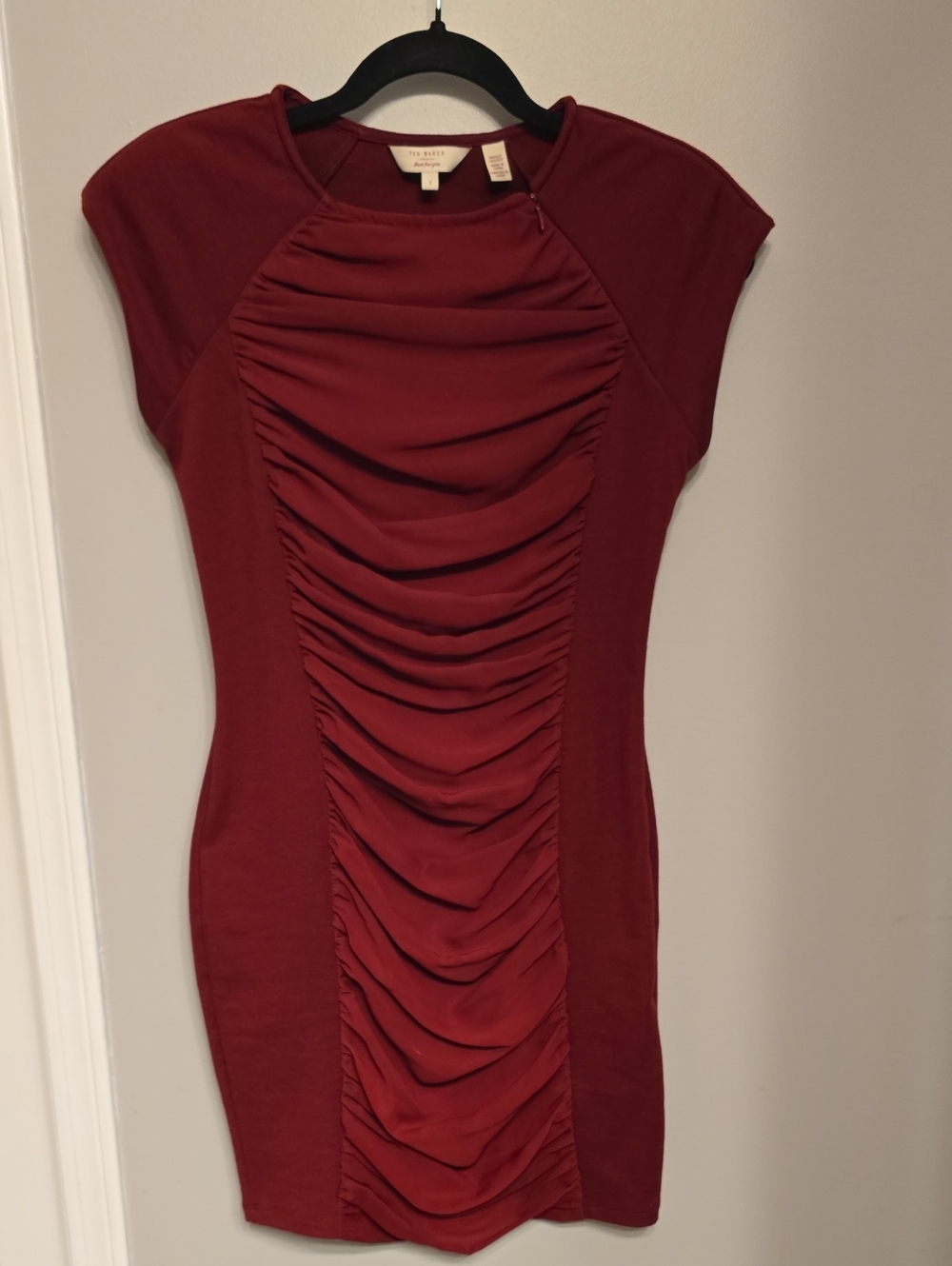 Ted Baker London ruched mini dress in deep red